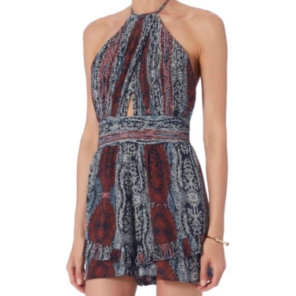 Intermix Paisley Print Provo Silk Halter Romper Small NWT